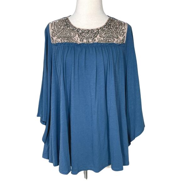 NWT Anthropologie S Deletta Josephine Wedgwood 3/4 Sleeve Blouse Top - Picture 3 of 10